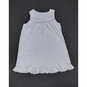 Eileen West Sleeveless Nightgown Blue White Floral Short Sz (M) Cottagecore